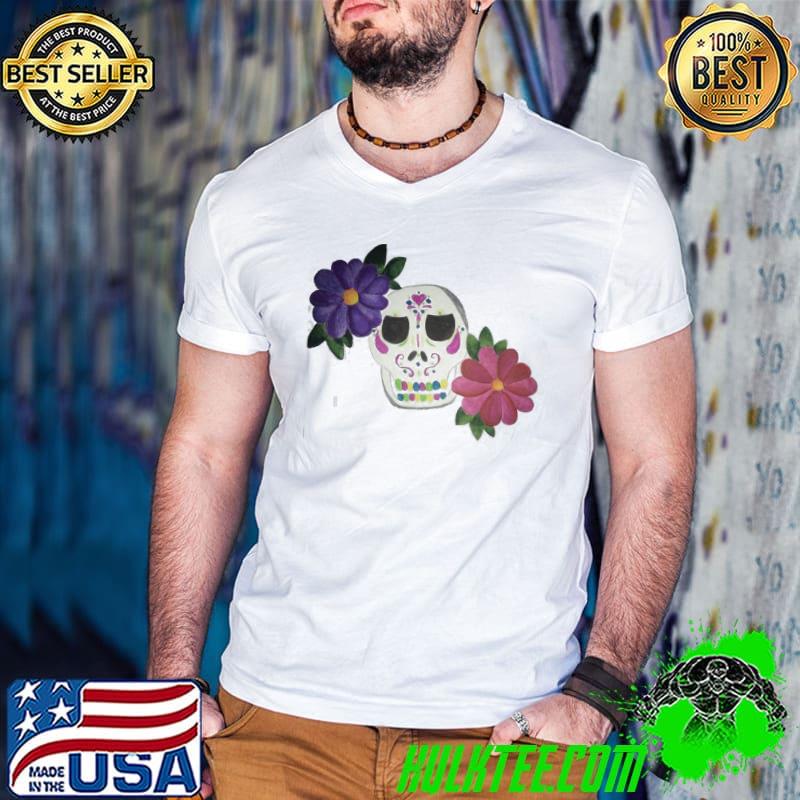 Nice Sugar Skull With Flower Day Of The Dead Shirt
