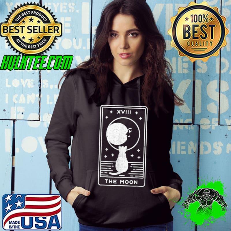 Nice The Moon and Cat – Cute Tarot Card T-Shirt