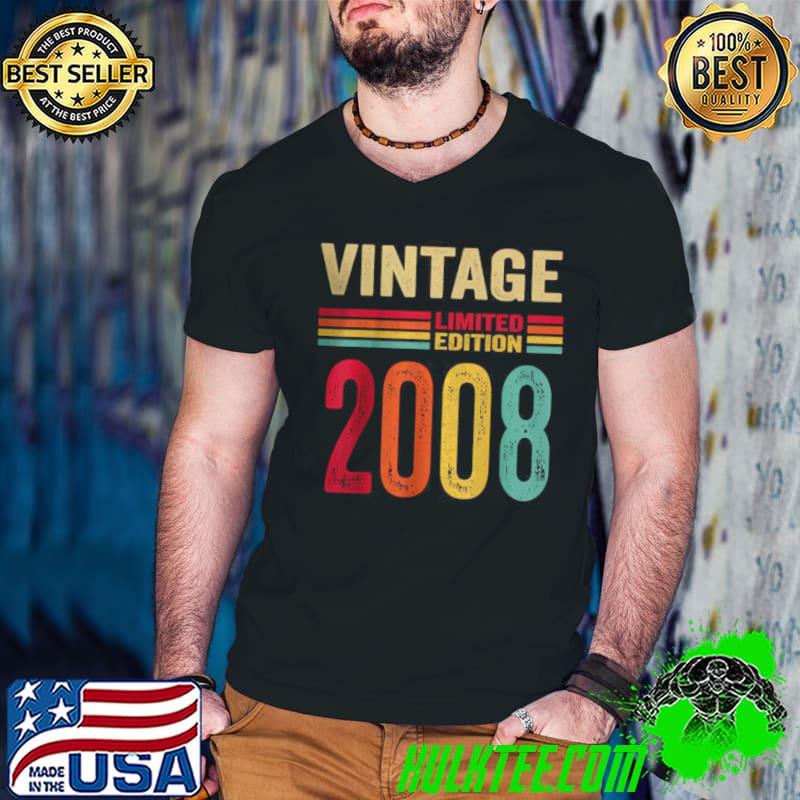 Nice Vintage 2008 Limited Edition 14th Birthday T Shirt Guys V Neck Nice Vintage 2008 Limited Edition 14th Birthday T Shirt Guys V Neck