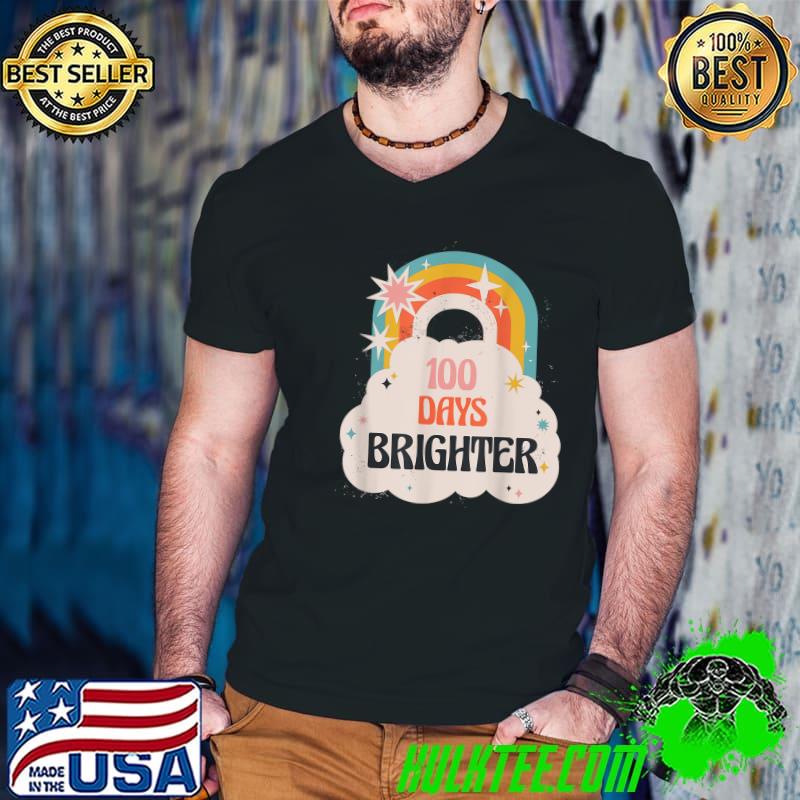 Official 100 Days Brighter 100th Day Of School Hyper Rainbow T-Shirt Guys V Neck Official 100 Days Brighter 100th Day Of School Hyper Rainbow T-Shirt Guys V Neck