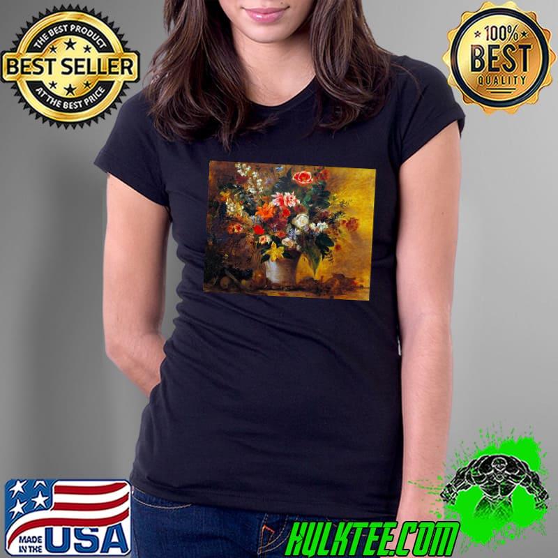 Official Euge`ne Delacroix Stilllife Of Flowers 1834 Nature Morte De Fleurs Unisex T-Shirt Ladies Tee Official Euge`ne Delacroix Stilllife Of Flowers 1834 Nature Morte De Fleurs Unisex T-Shirt Ladies Tee