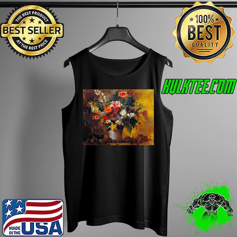 Official Euge`ne Delacroix Stilllife Of Flowers 1834 Nature Morte De Fleurs Unisex T-Shirt Tank Top Official Euge`ne Delacroix Stilllife Of Flowers 1834 Nature Morte De Fleurs Unisex T-Shirt Tank Top