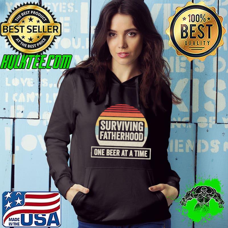 Official Fatherhood Retro Vintage Dad Daddy Beer Once Beer At A Time T-Shirt