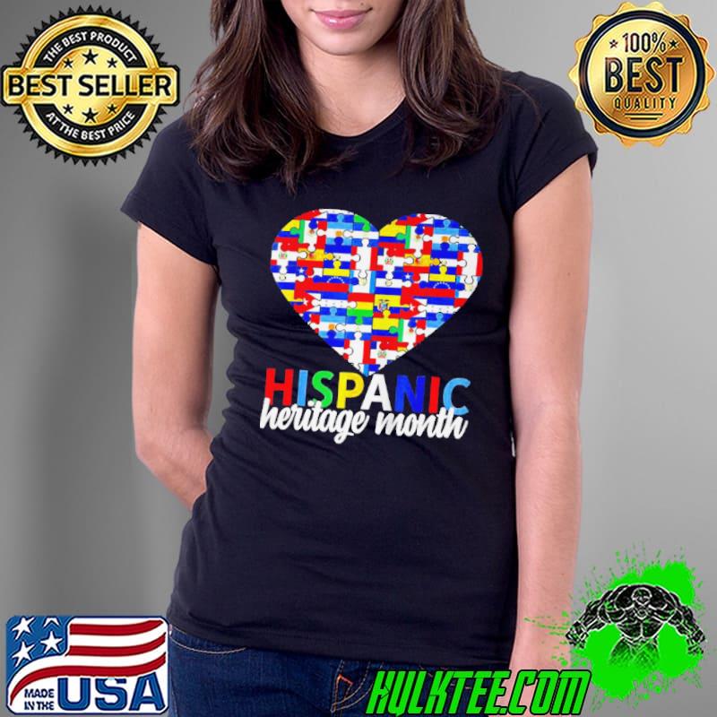 Official Hispanic heritage month all countries flags heart Ladies Tee Official Hispanic heritage month all countries flags heart Ladies Tee