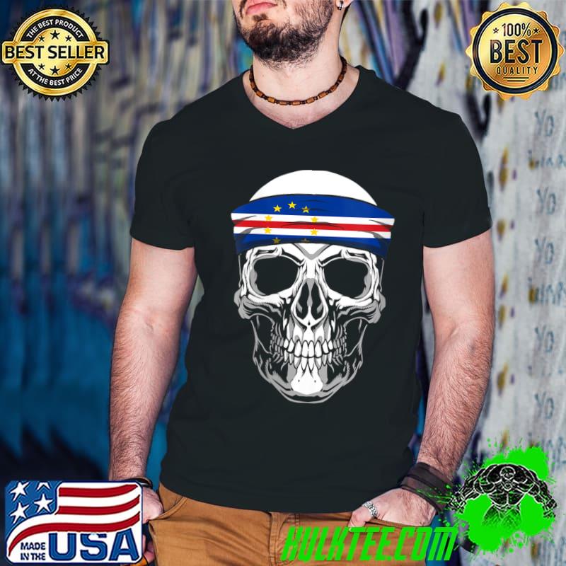 Official Nationality Country Origin - Skull Flag Cape Verde T- Guys V Neck Official Nationality Country Origin - Skull Flag Cape Verde T- Guys V Neck