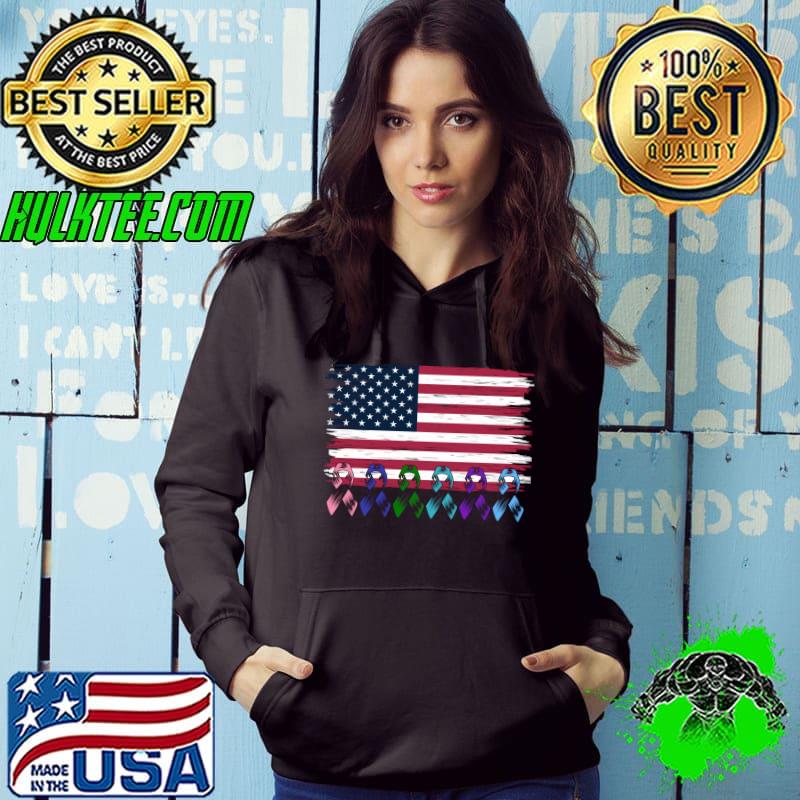 Official Proud Cancer Warrior Ribbon US Flag Cancer Awareness T-shirt Official Proud Cancer Warrior Ribbon US Flag Cancer Awareness T-shirt
