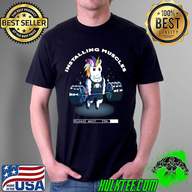 Original Funny Weightlifting Unicorn Fitness Installing Muscles T-Shirt Unisex Original Funny Weightlifting Unicorn Fitness Installing Muscles T-Shirt Unisex