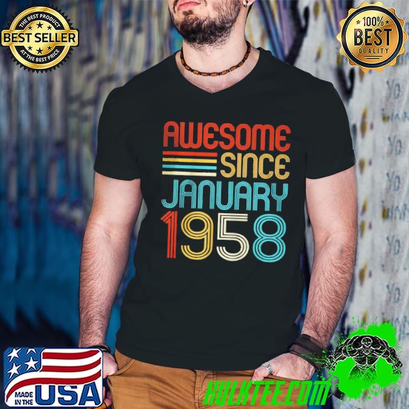 Premium Awesome since january 1958 64th birthday retro Guys V Neck Premium Awesome since january 1958 64th birthday retro Guys V Neck