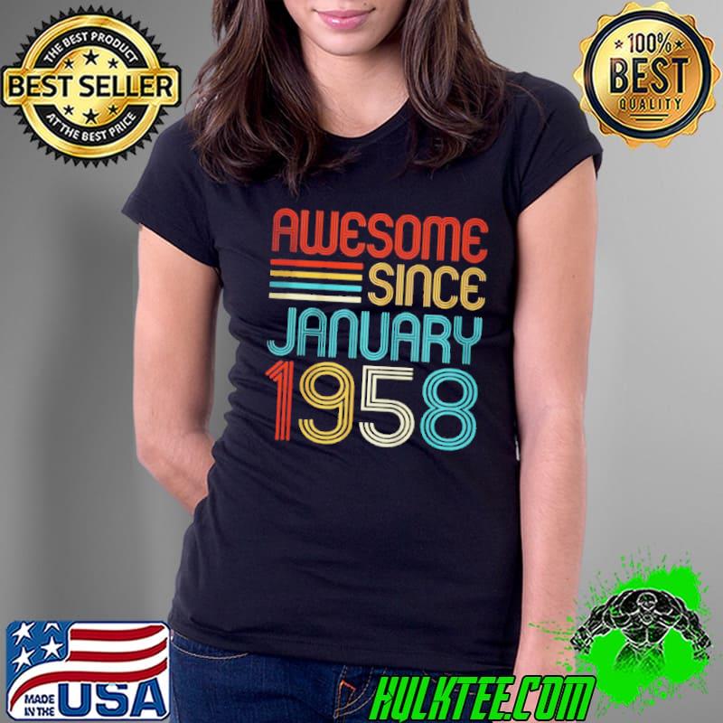 Premium Awesome since january 1958 64th birthday retro Ladies Tee Premium Awesome since january 1958 64th birthday retro Ladies Tee