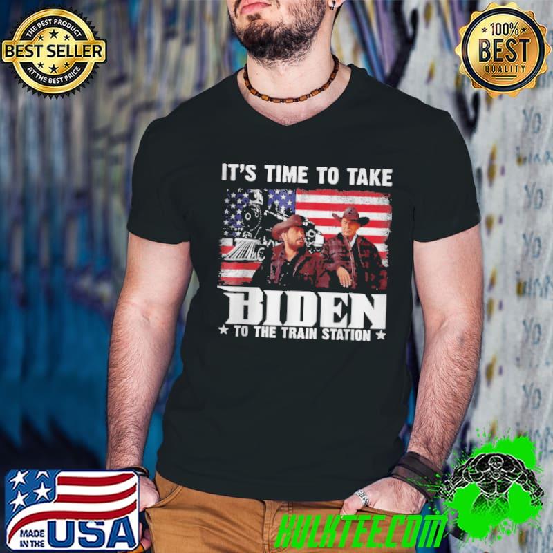 Premium It's time to take brandon to the train station American flag Guys V Neck Premium It's time to take brandon to the train station American flag Guys V Neck