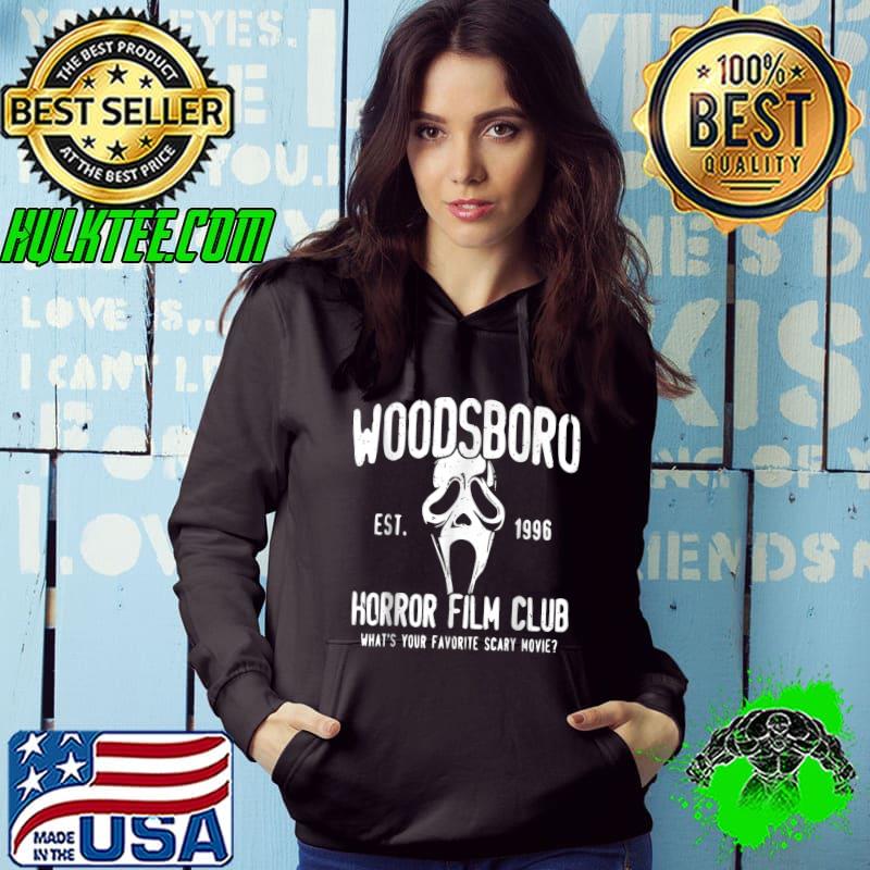 Premium Woodsboro Horror Character Wearing Mask Film Club Est 1996 T-Shirt