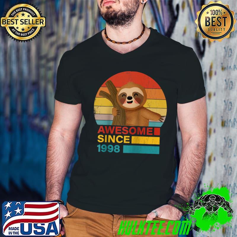 Sloth 1998 Birthday Funny Vintage Sloth Retro Sunset Men Kid T Shirt Guys V Neck Sloth 1998 Birthday Funny Vintage Sloth Retro Sunset Men Kid T Shirt Guys V Neck
