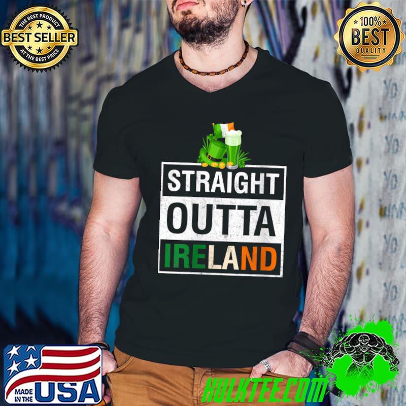 Straight Outta Ireland irish St Patricks Day Green Shamrock T Shirt Guys V Neck Straight Outta Ireland irish St Patricks Day Green Shamrock T Shirt Guys V Neck