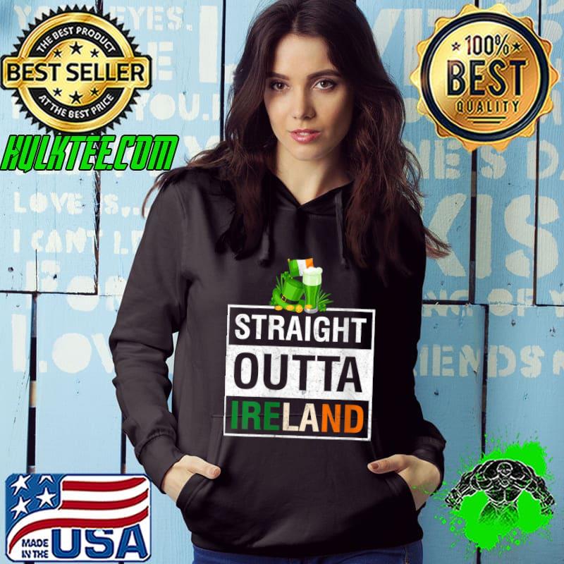 Straight Outta Ireland irish St Patricks Day Green Shamrock T Shirt
