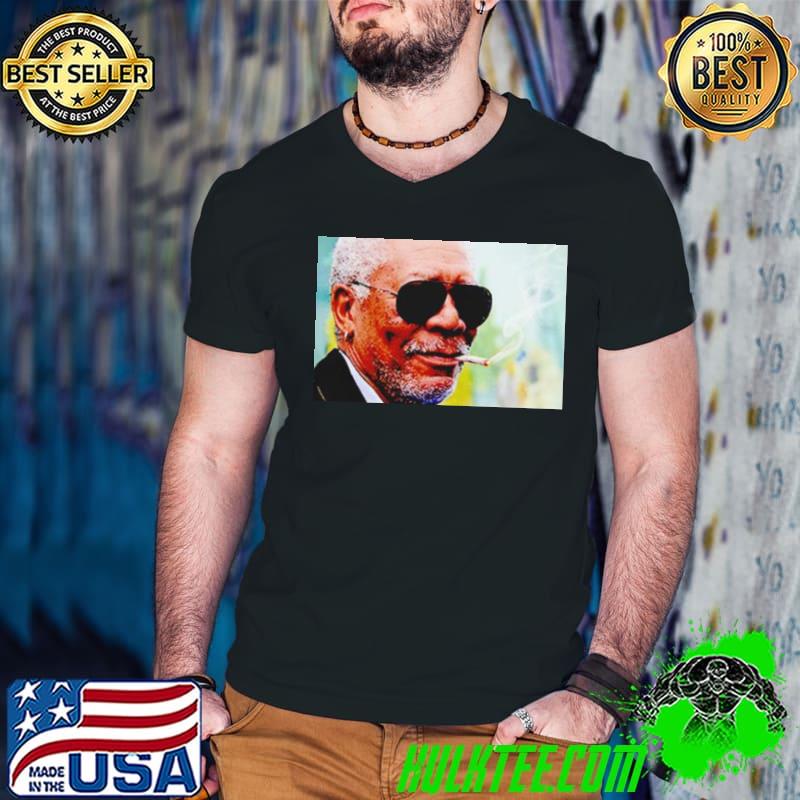 The Narrator Morgan freeman smoking weed Guys V Neck The Narrator Morgan freeman smoking weed Guys V Neck