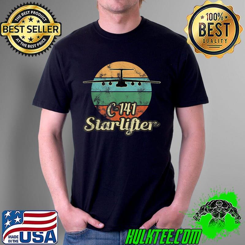 Top C-141 Starlifter Vintage Sunset Airlift Cargo Airplane T-Shirt Unisex Top C-141 Starlifter Vintage Sunset Airlift Cargo Airplane T-Shirt Unisex