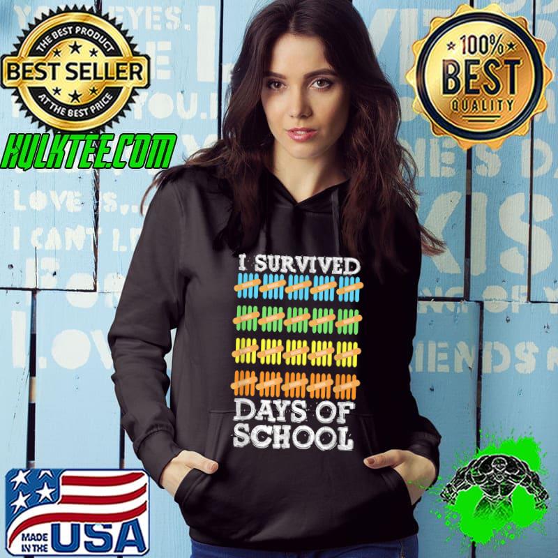 Top I Survived 100 Days Of School Shirt, Kids Boy Girl Teachers T-Shirt