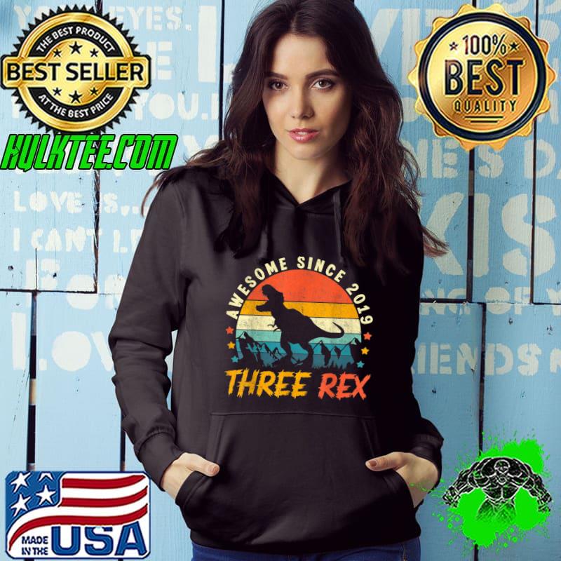 Top Kids Three Rex 3rd Birthday Shirt Third Dinosaur 3 Year Old T-Shirt