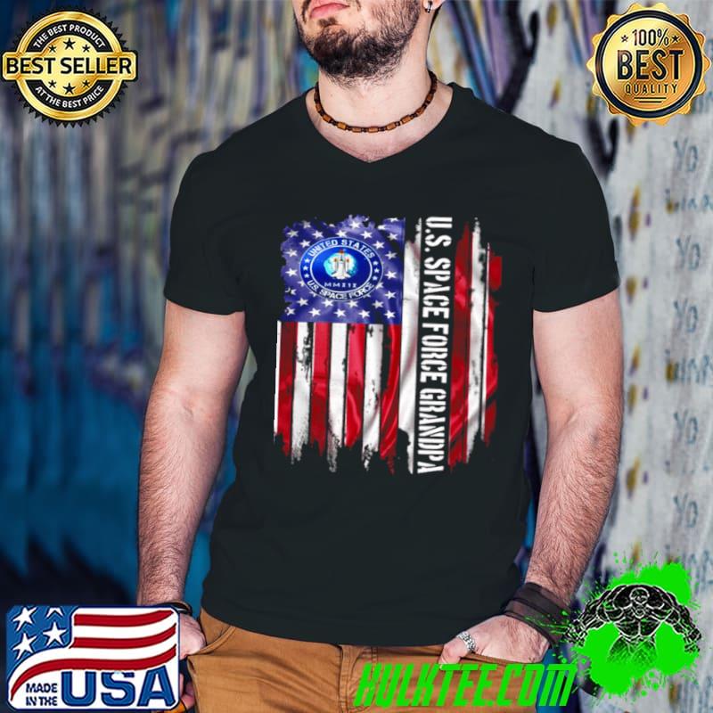 Vintage USA American Flag Proud US Space Force Grandpa Shirt