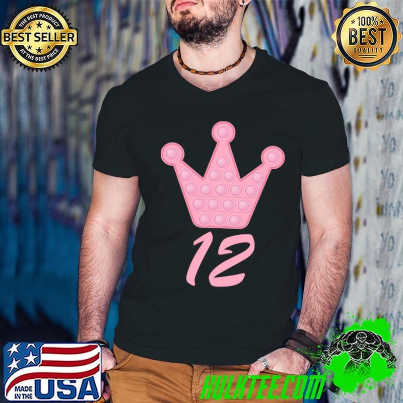 12th Birthday Queen Pink Crown Bday Decoration T- Guys V Neck 12th Birthday Queen Pink Crown Bday Decoration T- Guys V Neck