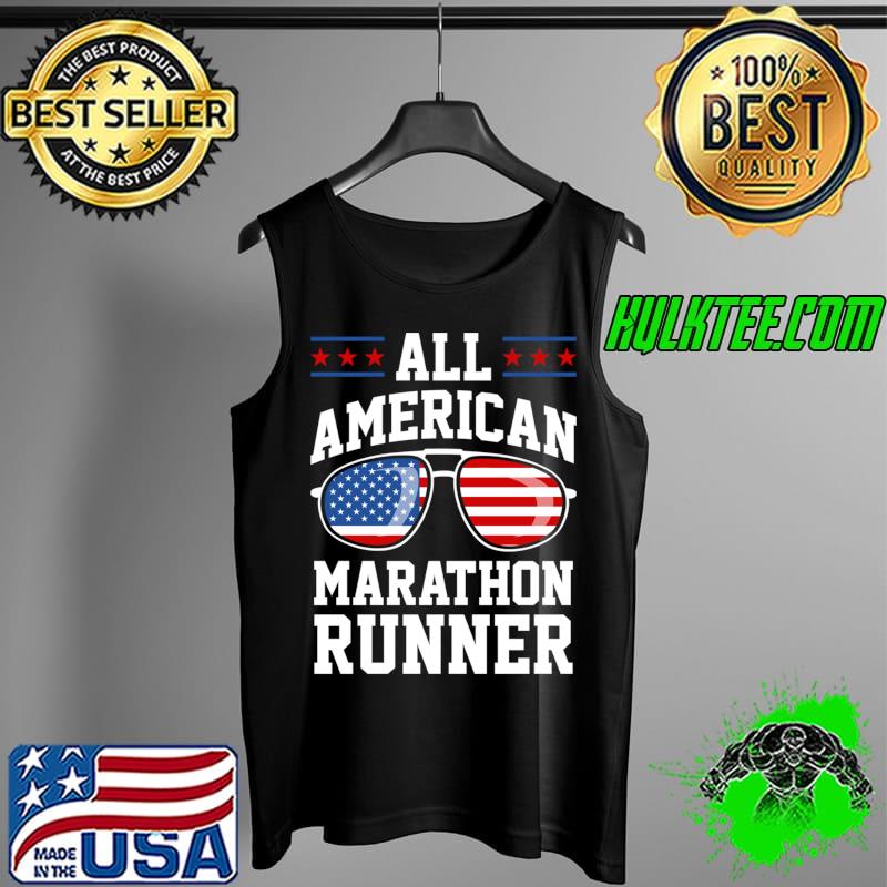 All-American Marathon Runner Patriotic USA Flag T- Tank Top All-American Marathon Runner Patriotic USA Flag T- Tank Top