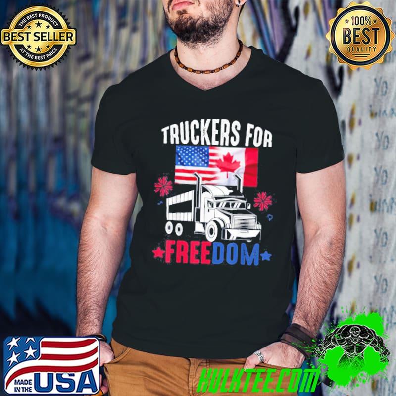 Awesome Trucker For Freedom Canada Freedom Convoy 2022 Canada Flag T-Shirt
