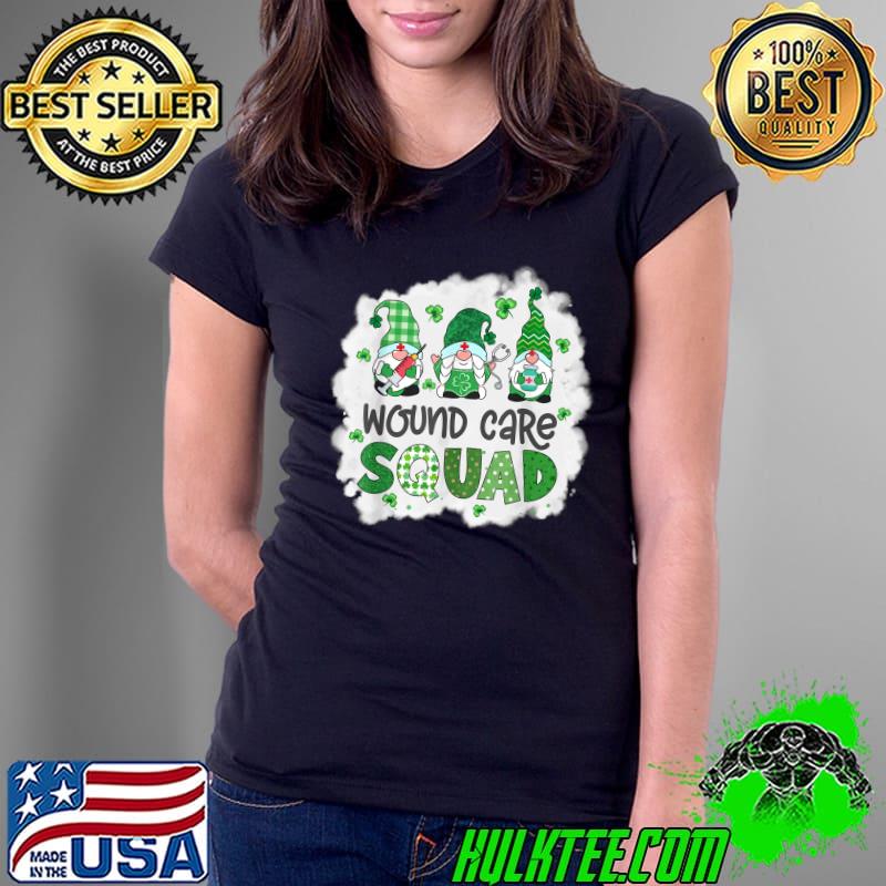 Bleached Wound Care Squad Gnomies St Patricks Day Nurse T-Shirt Ladies Tee Bleached Wound Care Squad Gnomies St Patricks Day Nurse T-Shirt Ladies Tee