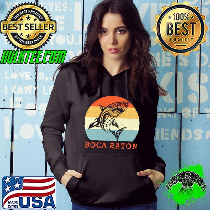 Boca Raton, Florida Vintage Retro Tribal Shark Vacation T-shirt