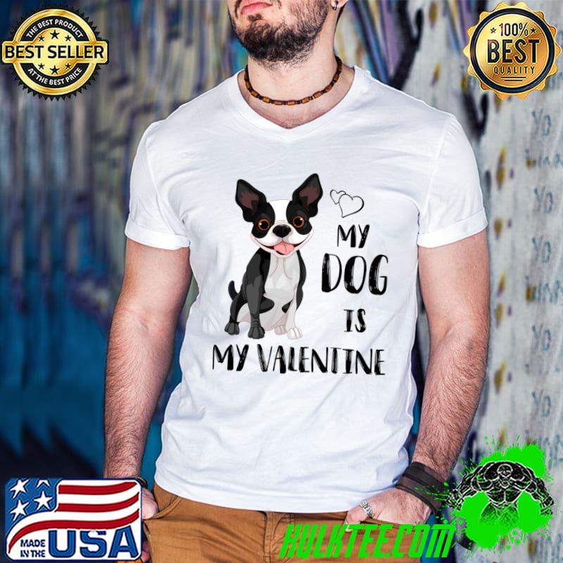 Boston Terrier My Dog Is My Valentine Couples Matching T-shirt