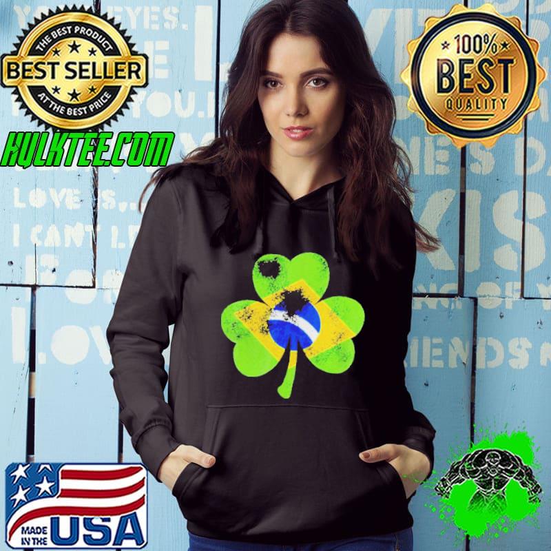 Brazil flag shamrock st patrick's day shirt