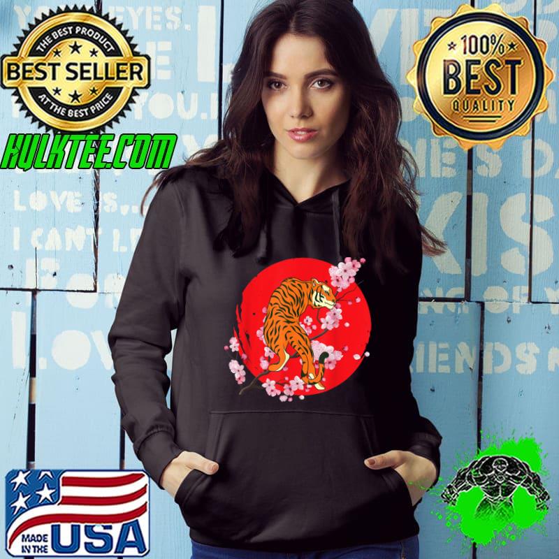 Cherry Blossom Predator Wild Cat Animal Sakura Asian Tiger T-Shirt
