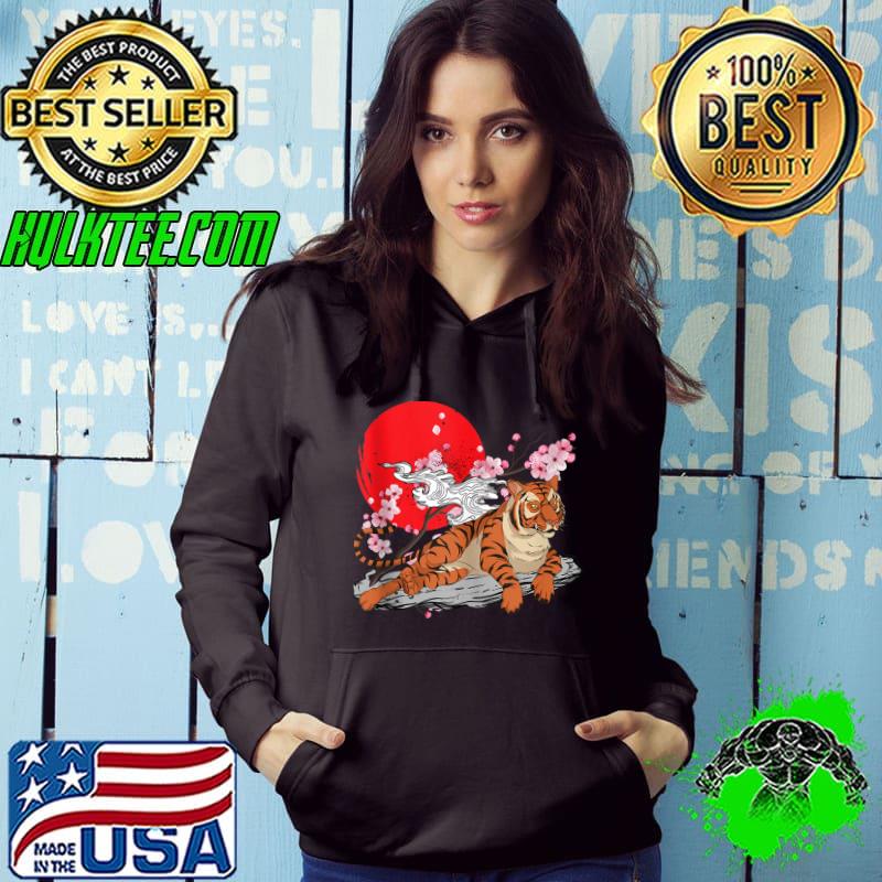 Cherry Blossom Wild Cat Animal Lover Sakura Asian Tiger T-shirt