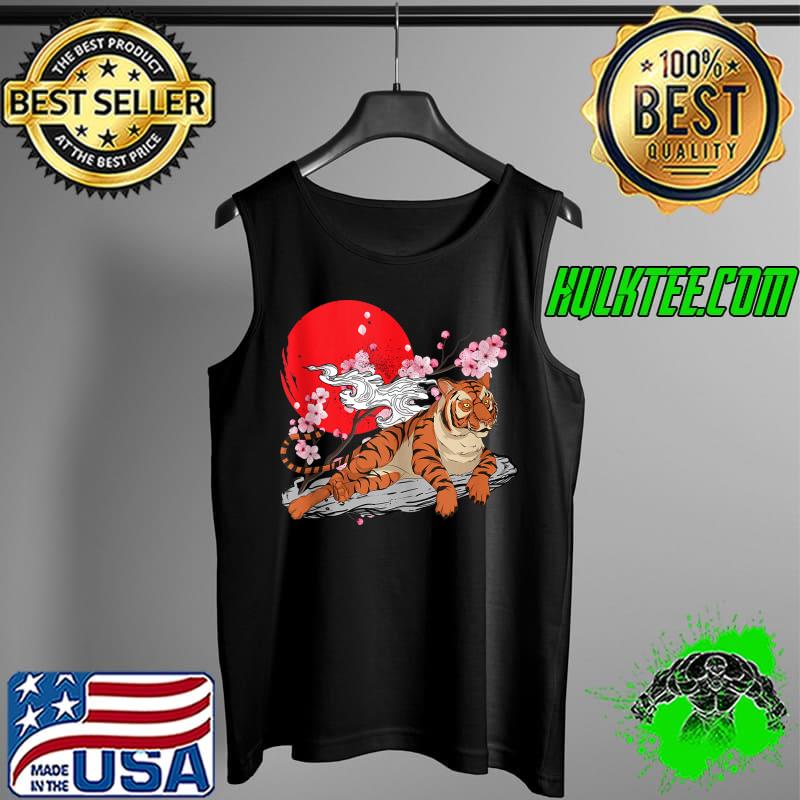 Cherry Blossom Wild Cat Animal Lover Sakura Asian Tiger T- Tank Top Cherry Blossom Wild Cat Animal Lover Sakura Asian Tiger T- Tank Top