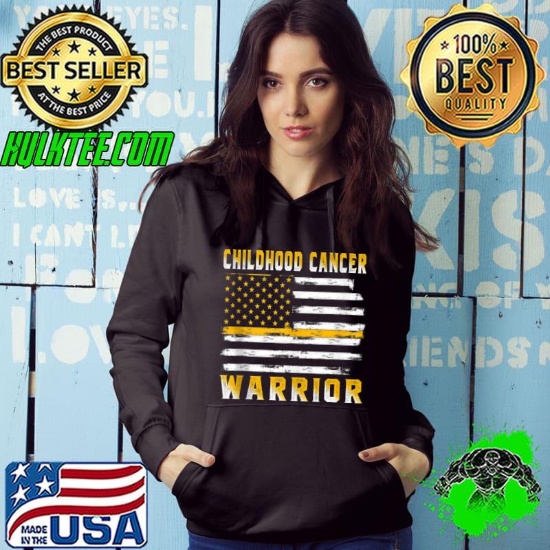 Childhood Cancer Warrior USA Flag American Support T-shirt Childhood Cancer Warrior USA Flag American Support T-shirt