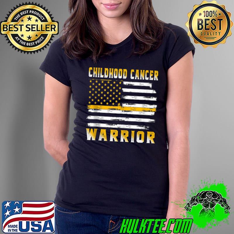 Childhood Cancer Warrior USA Flag American Support T- Ladies Tee Childhood Cancer Warrior USA Flag American Support T- Ladies Tee