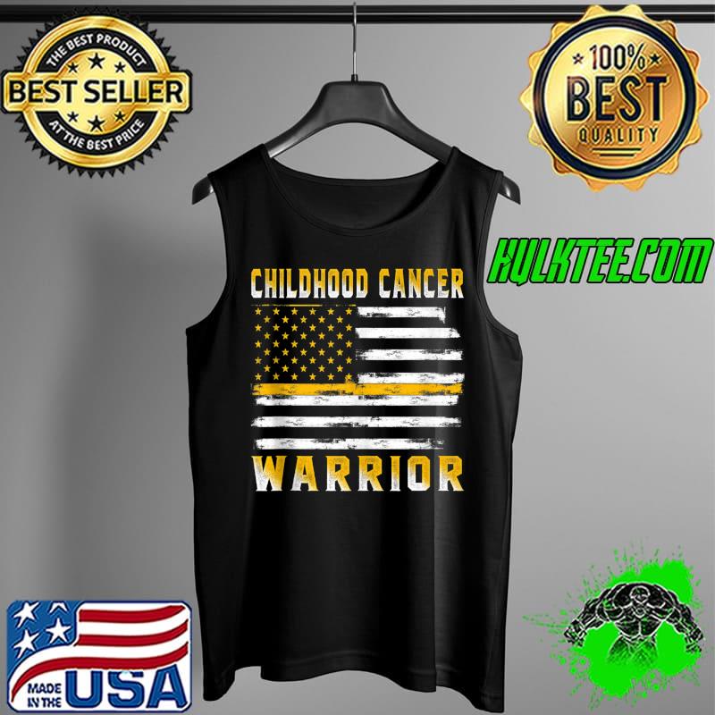 Childhood Cancer Warrior USA Flag American Support T- Tank Top Childhood Cancer Warrior USA Flag American Support T- Tank Top