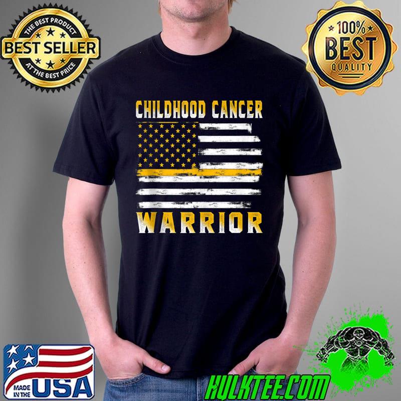 Childhood Cancer Warrior USA Flag American Support T- Unisex Childhood Cancer Warrior USA Flag American Support T- Unisex