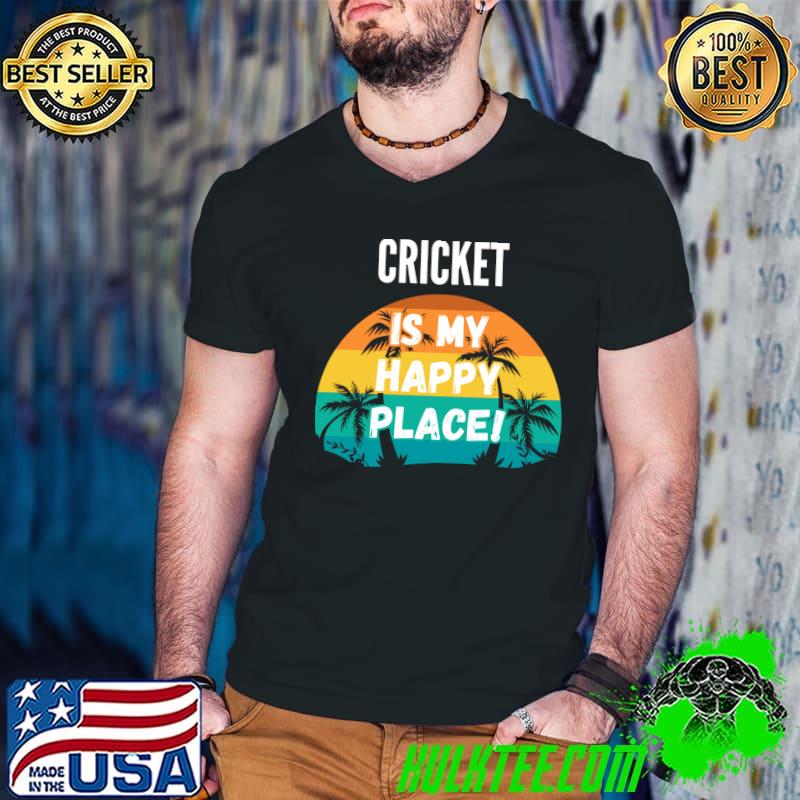 Cricket Is My Happy Place, Vintage Retro Sunset T-shirt