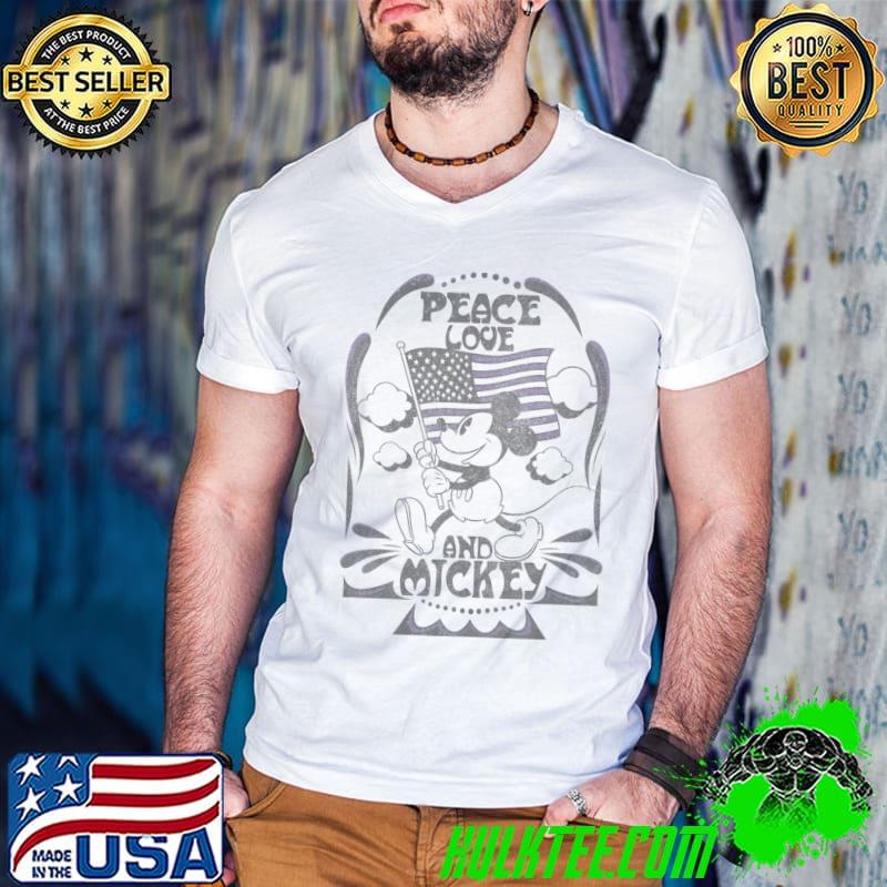 Disney Mickey And Friends Peace Love And Mickey USA Flag T-shirt