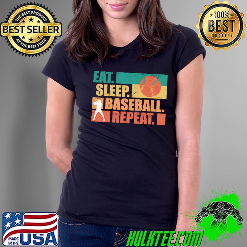 Eat Sleep Baseball Repeat Baseball Player T-shirt