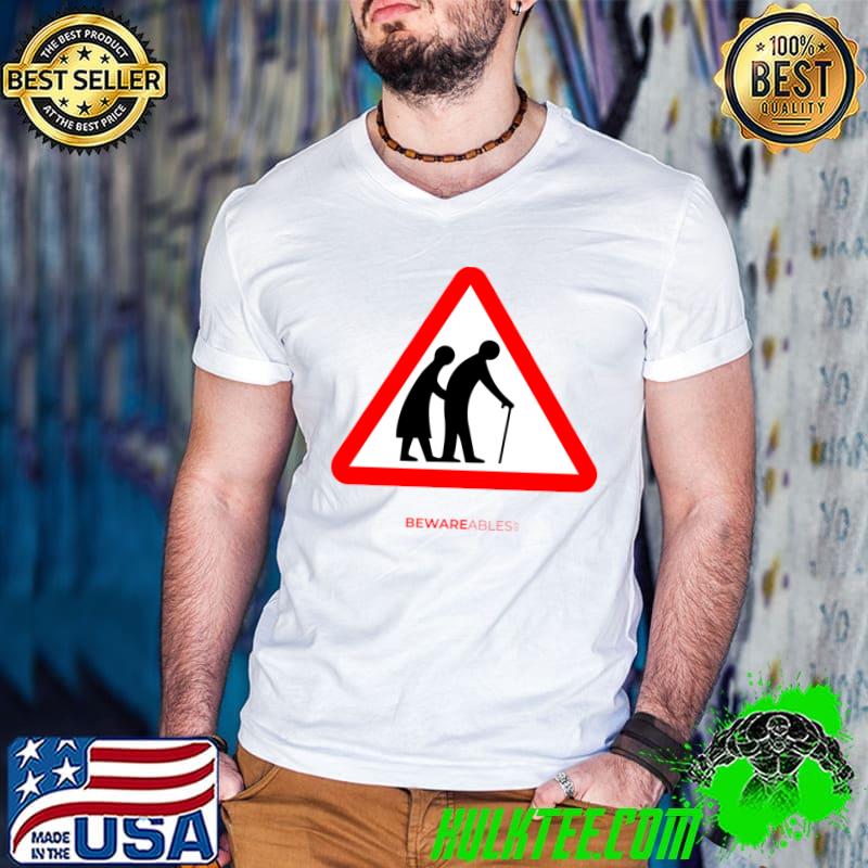 Elderly people crossing old senior citizens funny sign T-shirt