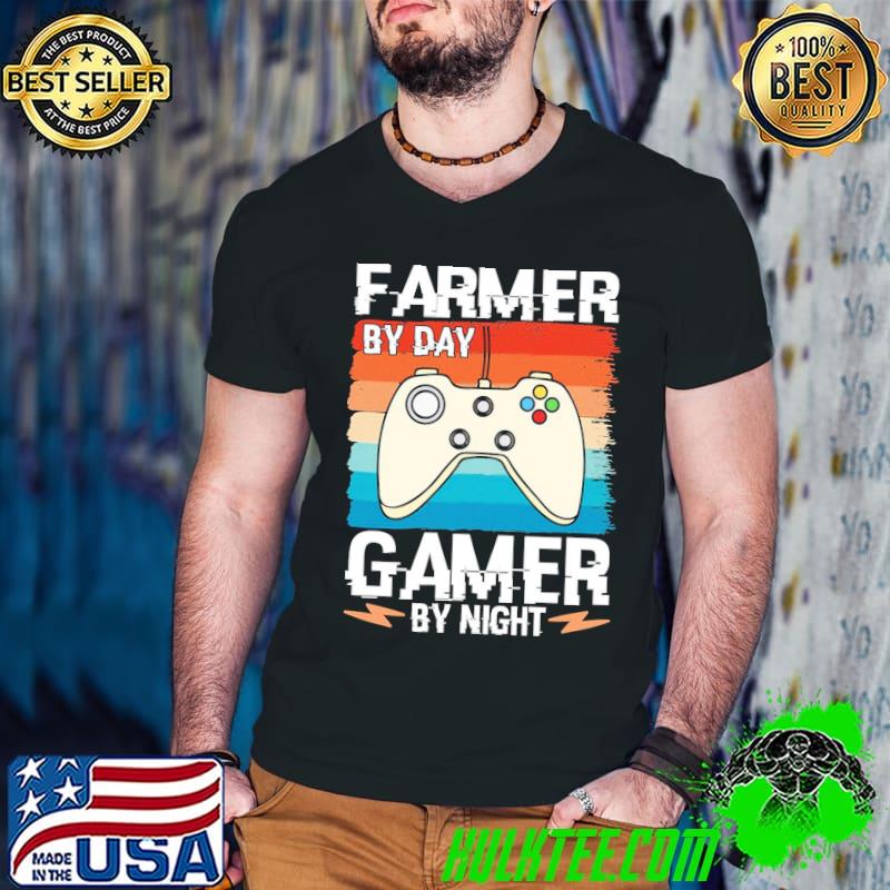 Farmer by day gamer by night vintage style shirt