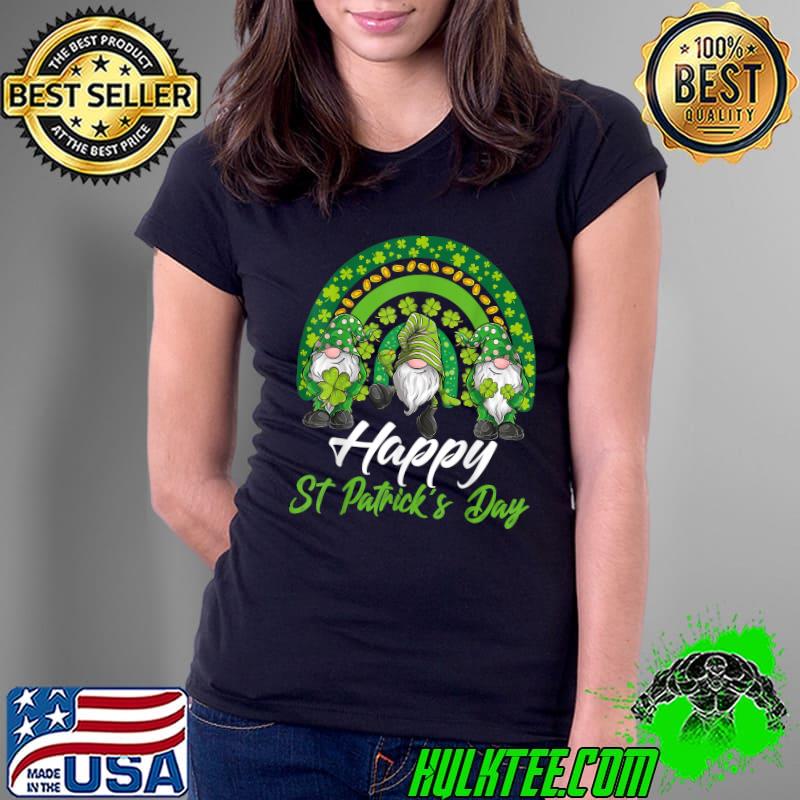 Funny Gnomes Happy St Patrick's Lucky Irish Rainbow Women T-Shirt