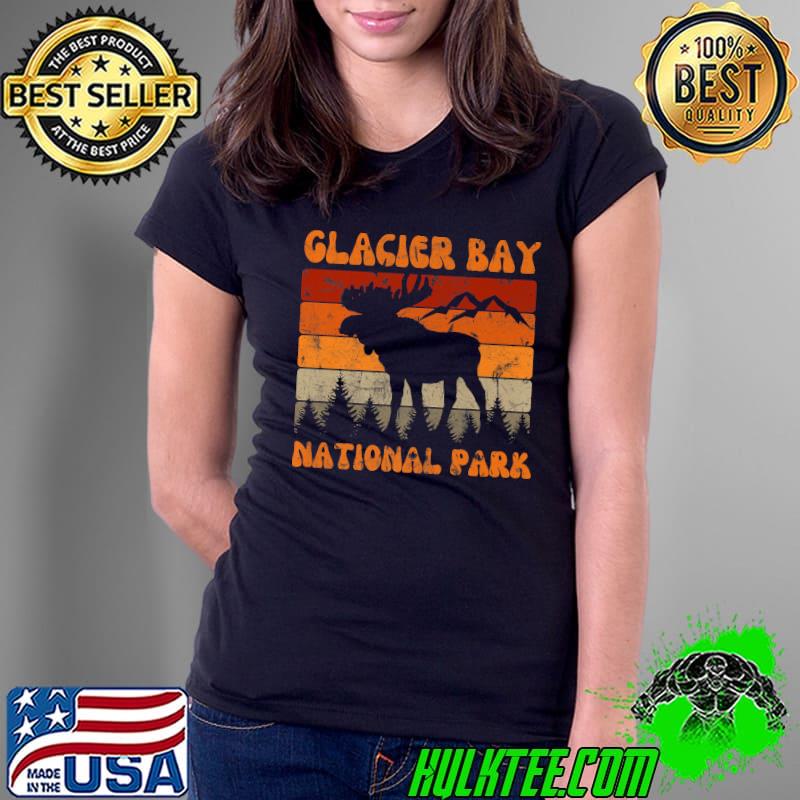 Glacier Bay National Park Alaska Moose Hike Outdoors Retro Premium T-Shirt Ladies Tee Glacier Bay National Park Alaska Moose Hike Outdoors Retro Premium T-Shirt Ladies Tee