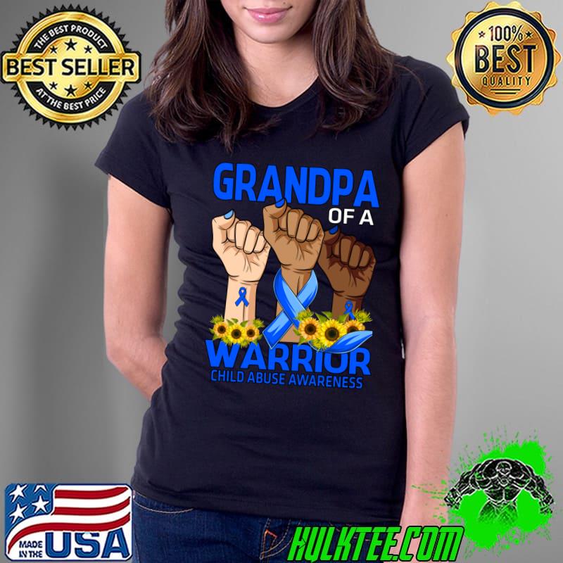 Hand Grandpa Of A Warrior Child Abuse Awareness Sunflower T-shirt