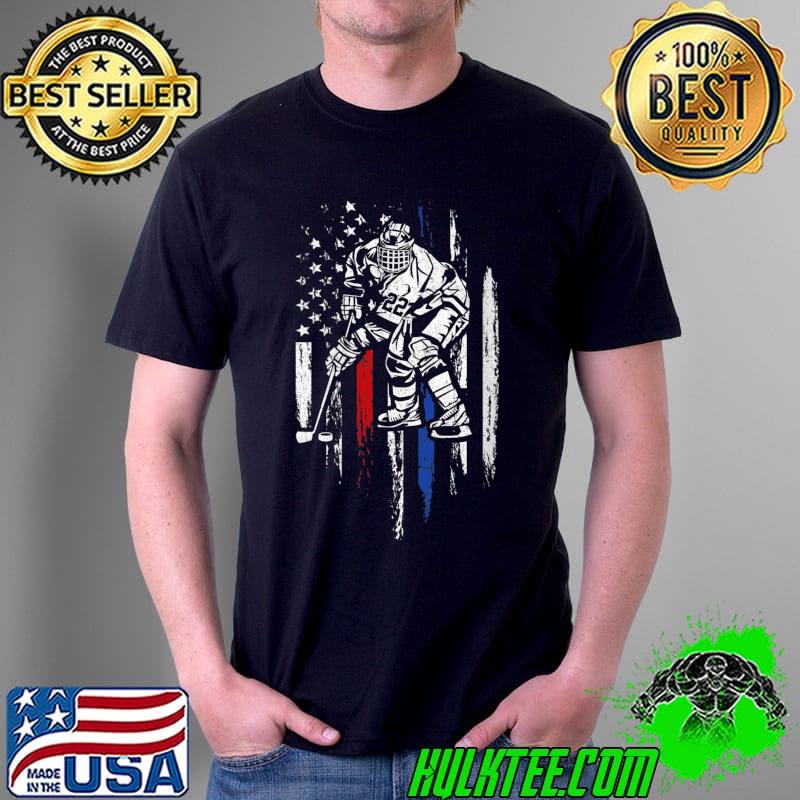 Hockey Player American Flag Patriotic USA 4th Of July T- Unisex Hockey Player American Flag Patriotic USA 4th Of July T- Unisex