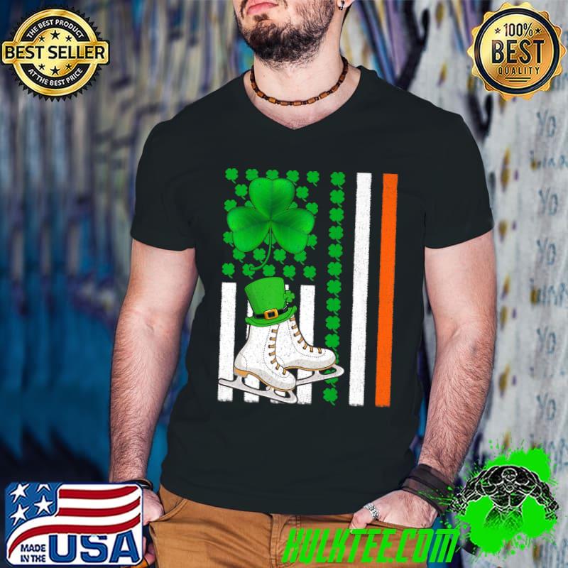 Irish Shamrock American Flag Ice Skating St Patrick's Day Premium T-Shirt Guys V Neck Irish Shamrock American Flag Ice Skating St Patrick's Day Premium T-Shirt Guys V Neck