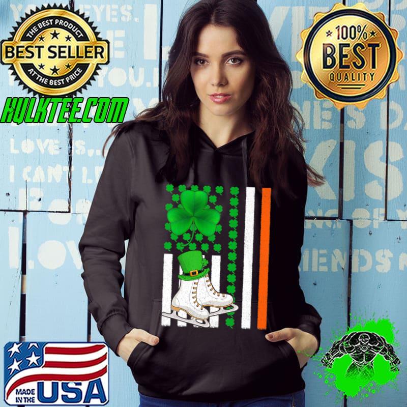 Irish Shamrock American Flag Ice Skating St Patrick's Day Premium T-Shirt Hoodie Irish Shamrock American Flag Ice Skating St Patrick's Day Premium T-Shirt Hoodie