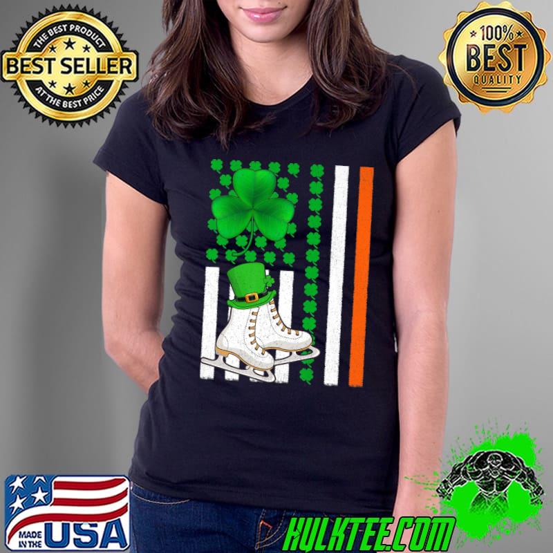 Irish Shamrock American Flag Ice Skating St Patrick's Day Premium T-Shirt Irish Shamrock American Flag Ice Skating St Patrick's Day Premium T-Shirt