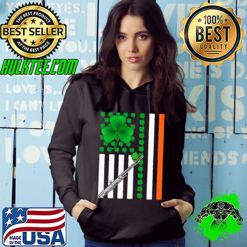 Irish Shamrock Vintage American Flag Flute St Patrick's Day T- Hoodie Irish Shamrock Vintage American Flag Flute St Patrick's Day T- Hoodie